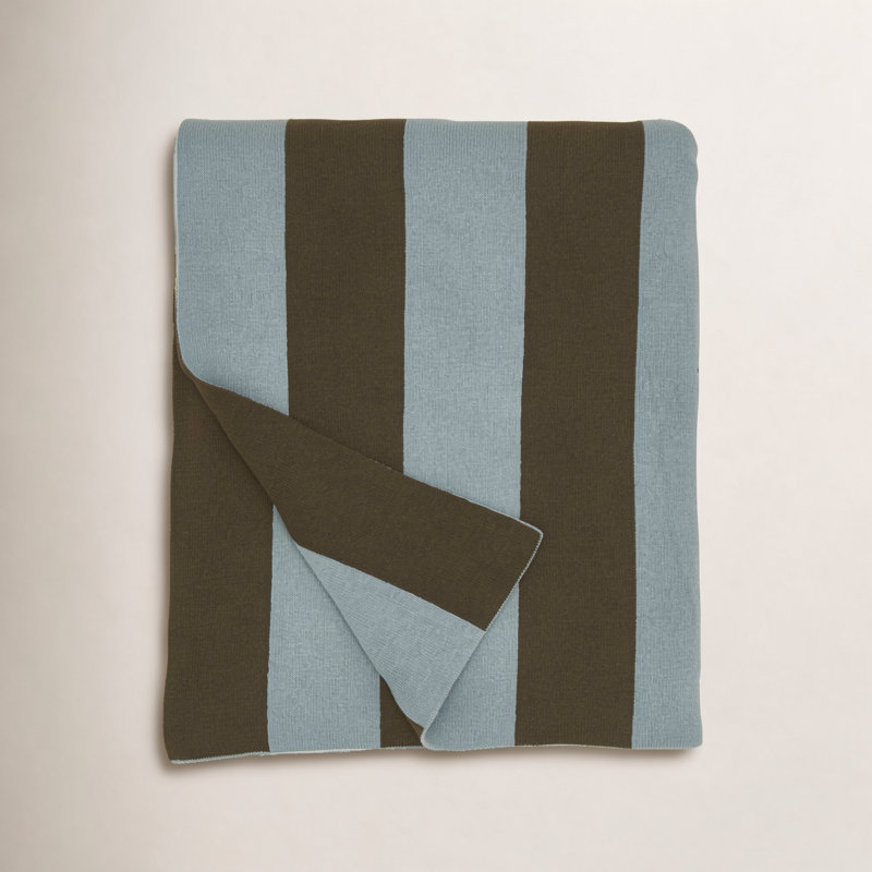 Jeté simple rayé, Olive/sauge