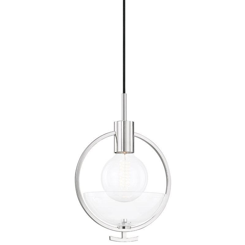 Luminaire suspendu bol 1 lumière 1 lumière, Nickel poli