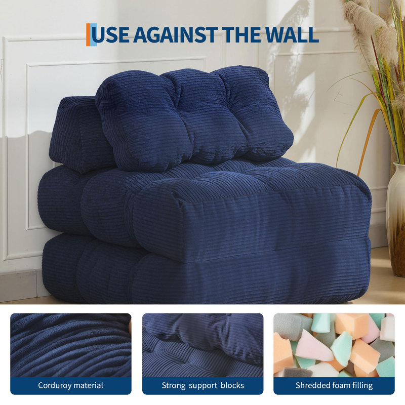 Canapé-lit convertible pliant avec matelas pliable, coussin, support pour le dos et poche latérale pour le salon et la chambre à coucher