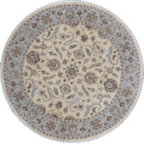 Hand Knotted Wool Oriental Area Rug in Gold/Light Blue