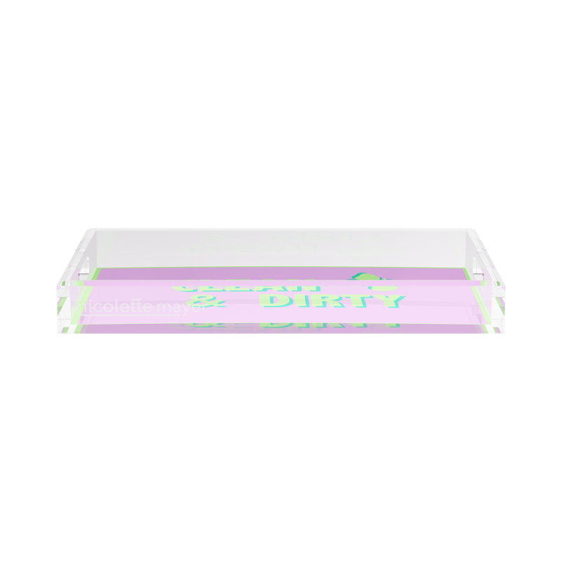 Abstract Decorative Tray, 2" H x 17" W x 10.5" D, Lime/Lilac