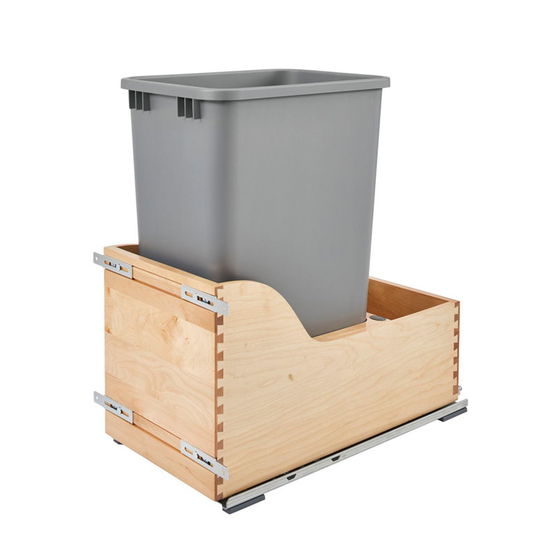 Rev-A-Shelf Pullout Trash Can with Soft-close Slides, 19.5"H x 12"W x 21.66"D, 35 Qt, Natural