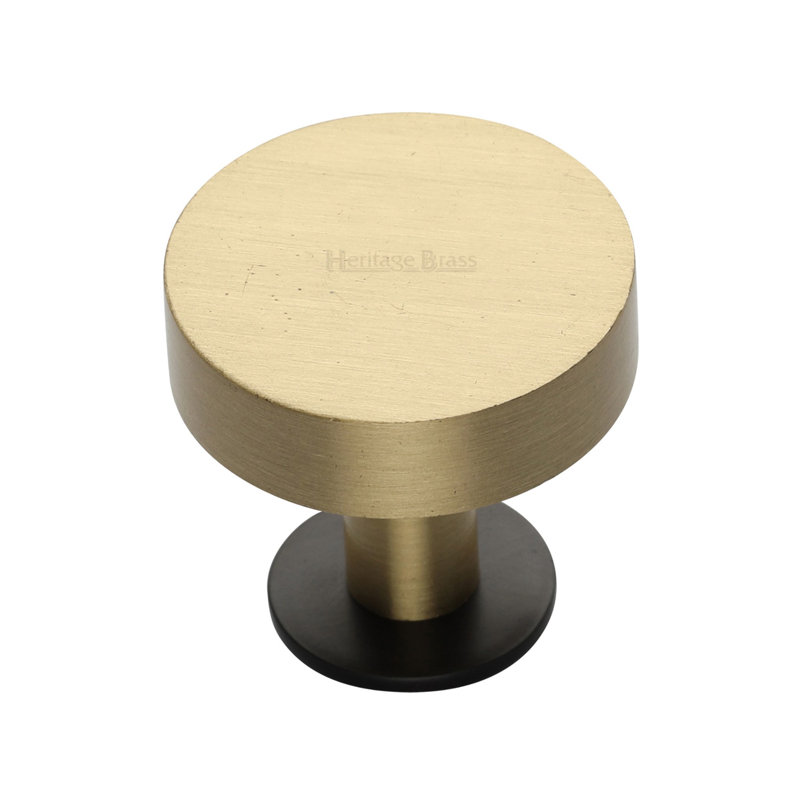 Heritage Brass Heritage Cabinet Knob Disc Design with Base, Satin Brass, 3.2cm H x 3.2cm W x 3.2cm D