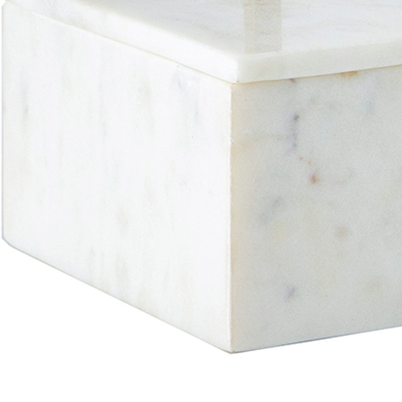 Boîte de rangement décorative, poignée en laiton doré, marbre blanc luxueux de 7 pouces