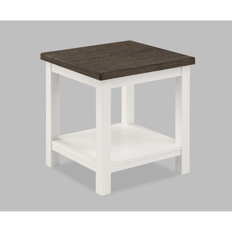 Style, table de bout carrée brune et blanche, table en bois blanche pour mobilier de salon, décoration moderne
