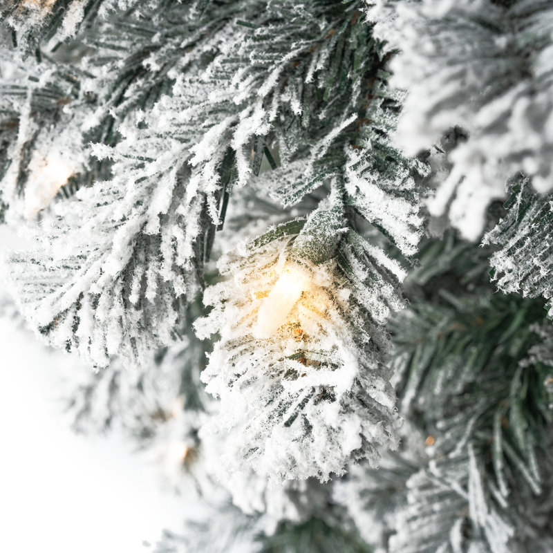 7.5 Ft Frosted White Pre-Lit Artificial Christmas Tree