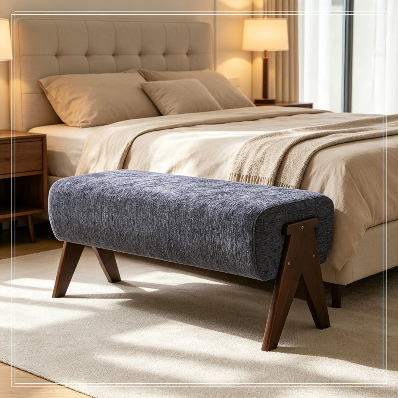 Chenille Lakehurst avec pieds en bois robuste, Gris