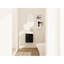 Meuble-lavabo à fermeture amortie avec lavabo de 40 cm, tablette de rangement, panneau en céramique ronde, style moderne pour salle de bain et petits espaces, finition châtaigne noire