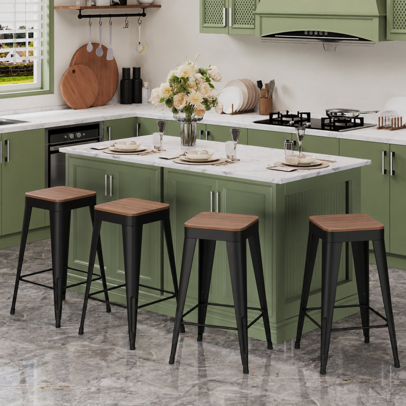 Moise Counter Stool with Steel Frame, Bar Stool (30” Seat Height)