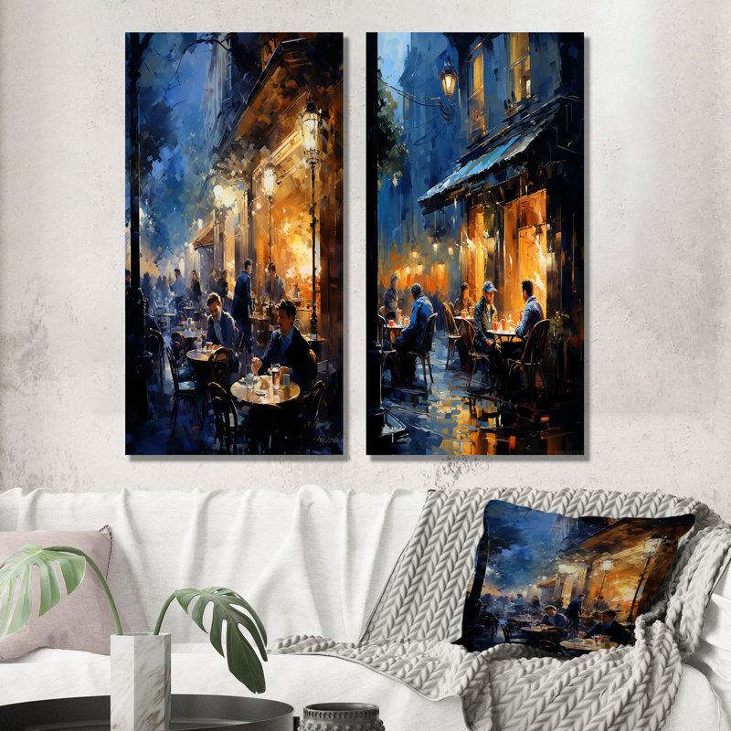 «Coffee In Paris Steamy Stories», ensemble de 2 impressions murales en métal café, H 28 po x l 24 po
