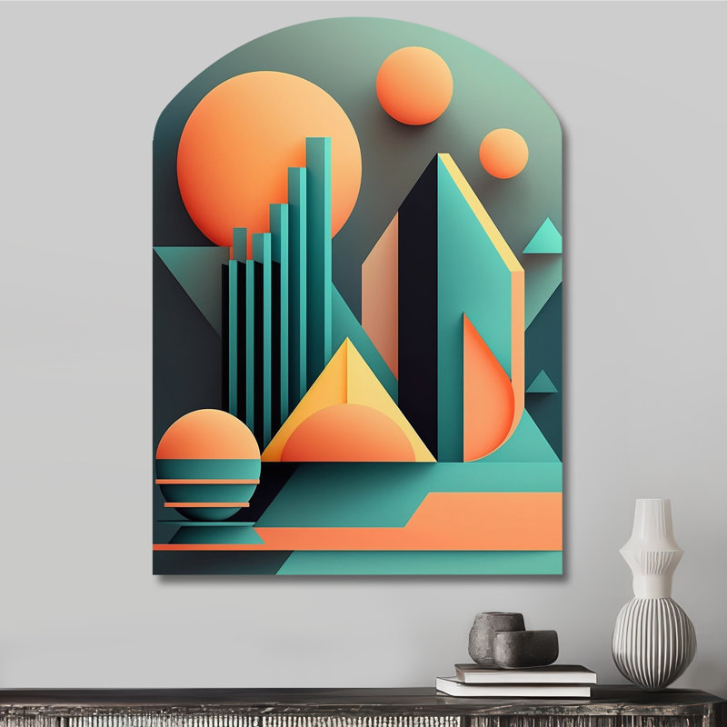 Cimaglia - art mural moderne en forme d'arche géométrique asymétrique, H 34 po x l 25 po