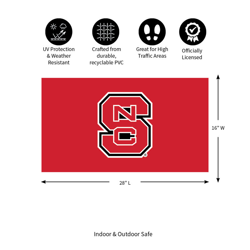 Tapis polychrome en PVC, 16 po x 28 po, North Carolina State University