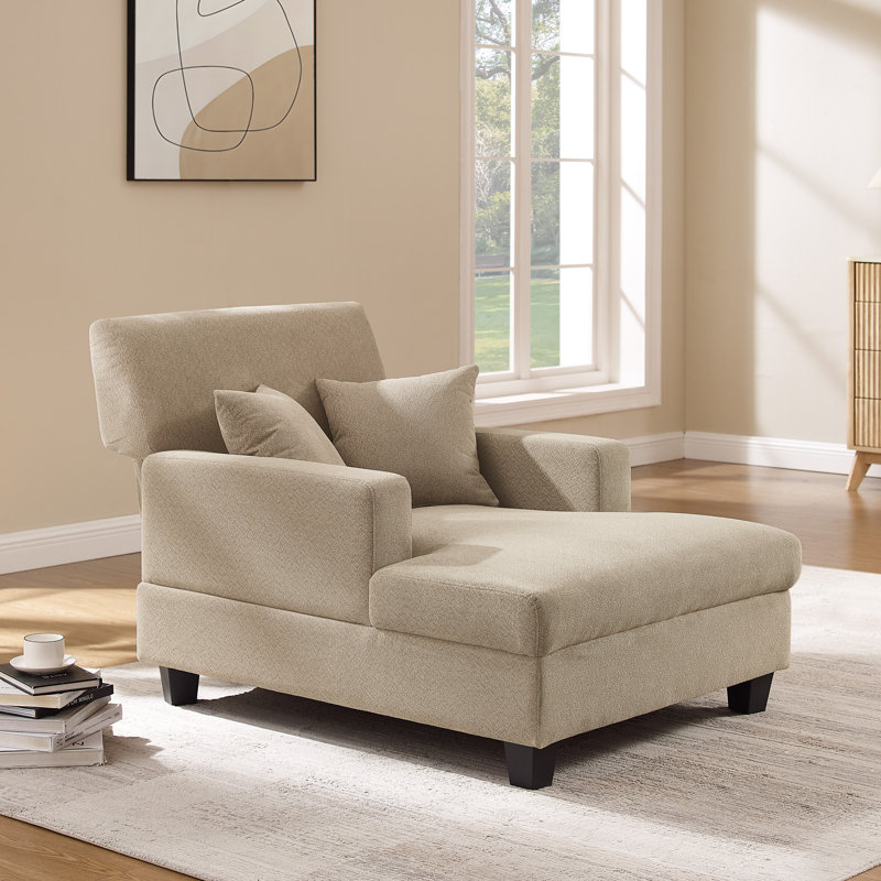 Chaise longue rembourrée en tissu 39,76 po, Chenille brun clair