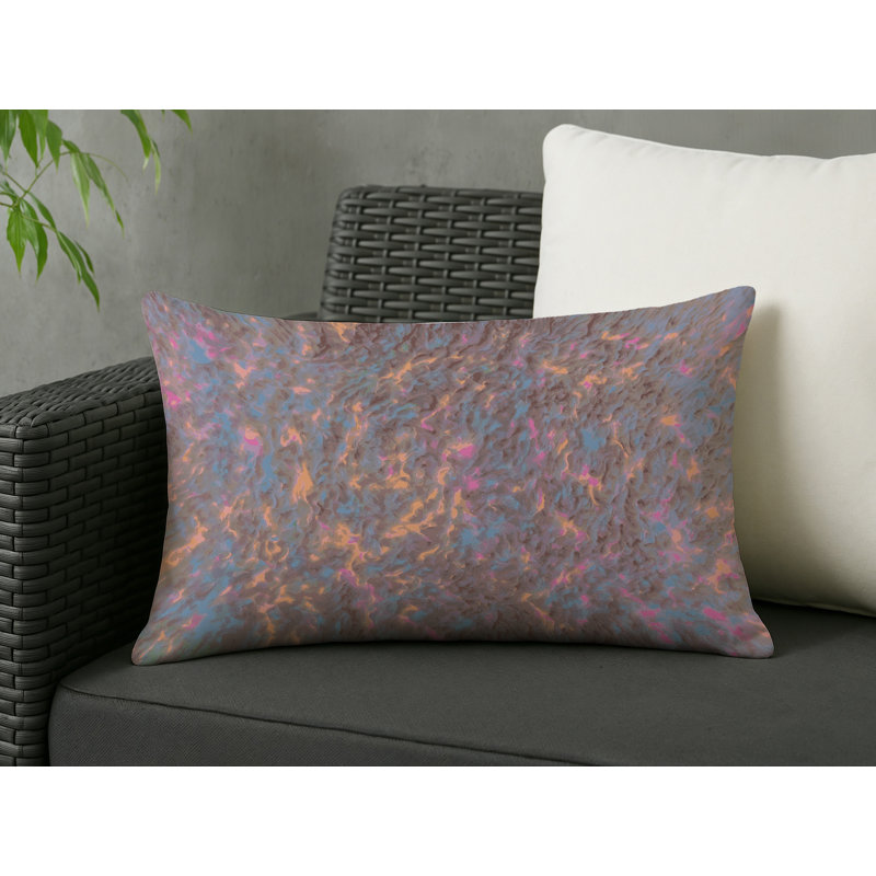Coussin décoratif intérieur et extérieur Modern, Rose / mauve abstrait, Rectangle H 20 po x l 14 po
