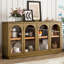 Buffet Old Pine avec 4 portes en verre. Style arqué à la mode. Espace de rangement copieux. Tablettes réglables. Fabrication robuste. Capacité de soutien de 200 lb. Capacité de 52 po. 250 en bas-2022217449