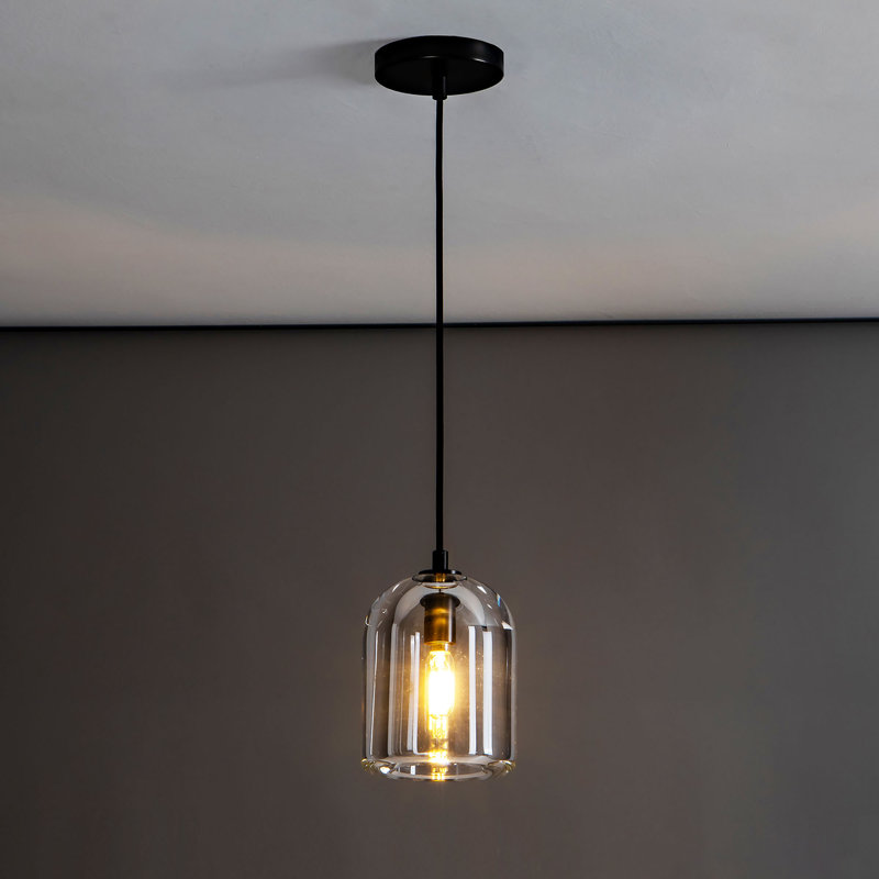 Luminaire suspendu en cristal Thamar, Noir mat