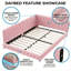 European Double (140X200cm) Teddy Fleece Corner Daybed With LED Under-Glow, Upholstered Sofa Bed Frame With USB-C,  Creame & Pink-1934372441