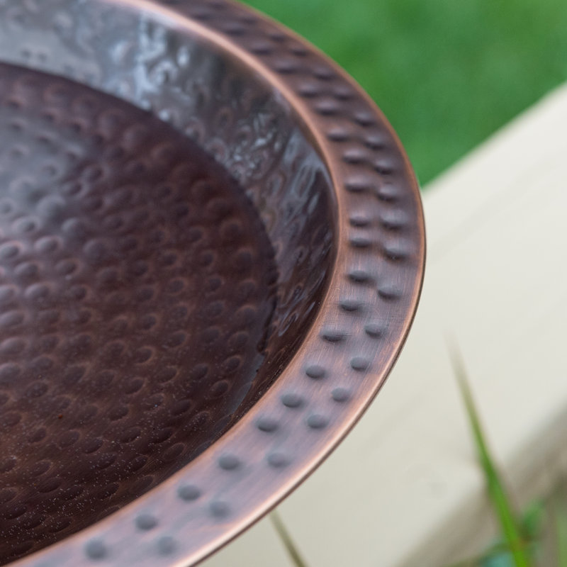 Metal Column Birdbath, 6.5" H x 14" W x 14" D