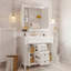 Meuble-lavabo de 36 po avec lavabo supérieur, armoire à miroir, armoire de rangement moderne avec 2 portes à fermeture douce, meuble-lavabo simple