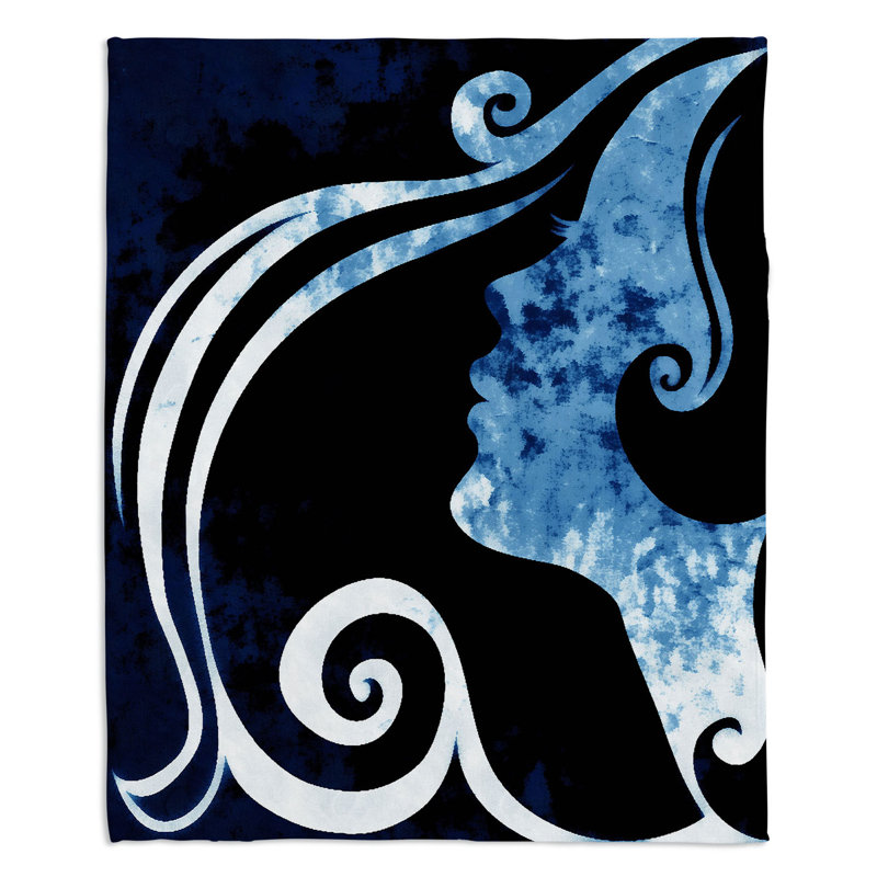 Hand Woven Throw Blanket, 51" x 60", Blue