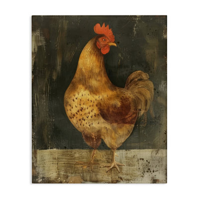  Art mural sur toile, "Poulet sur fond rustique" par LSR Design Studio