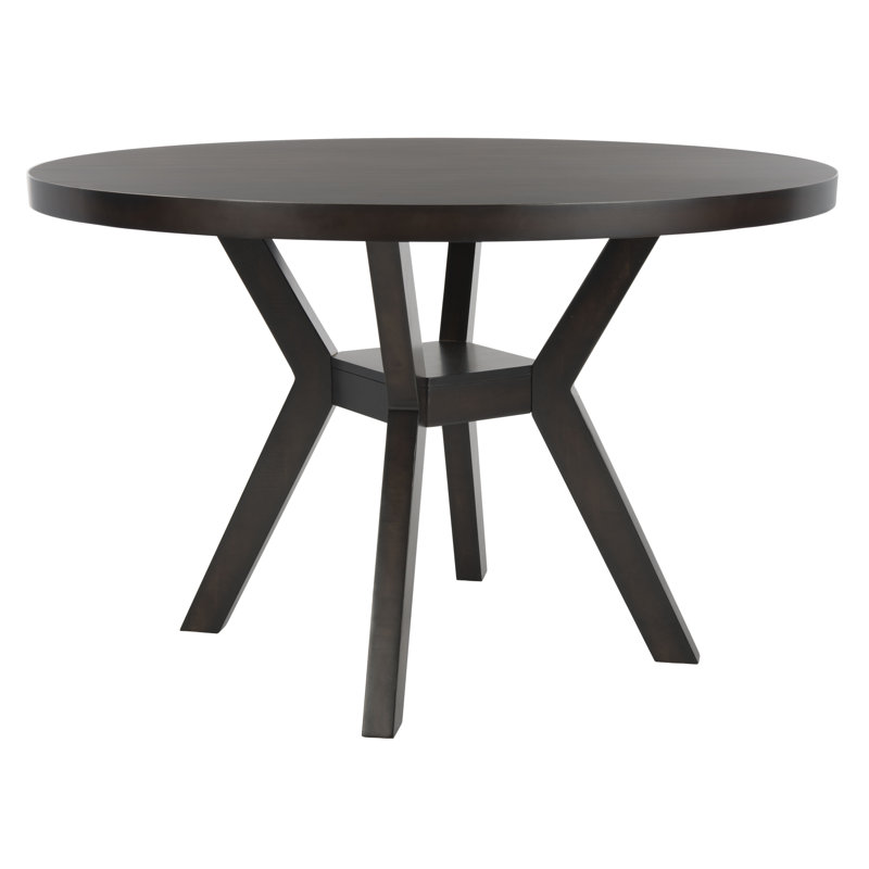 Round Solid Wood Base Dining Table, Dark Brown