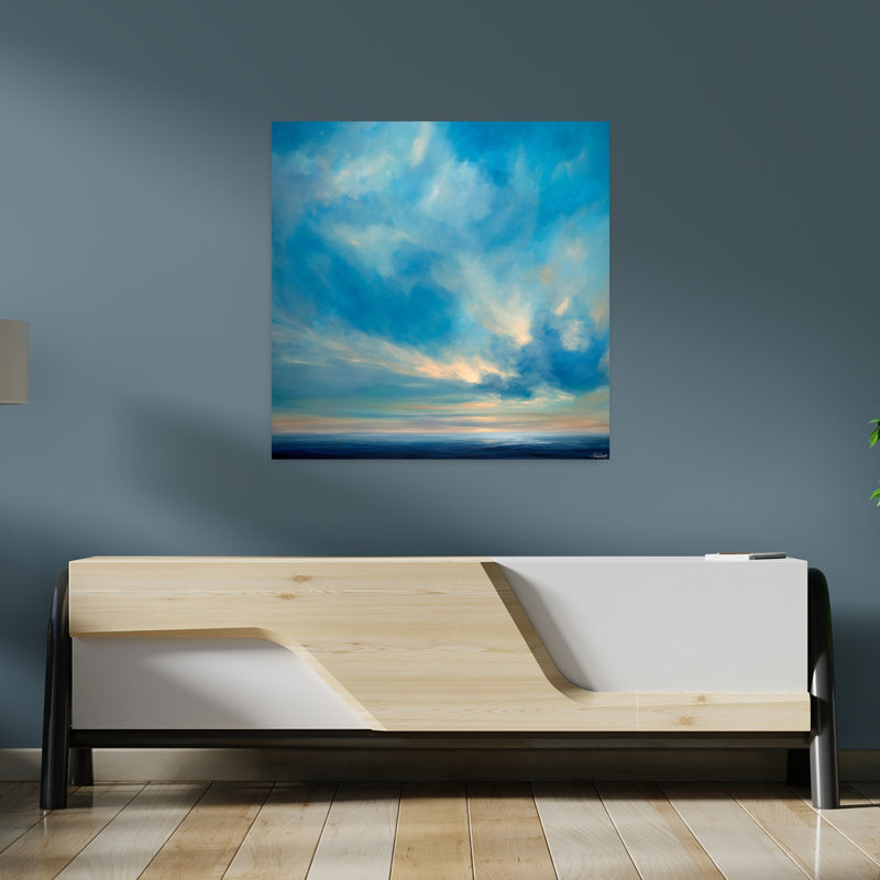 Art de paysage côtier abstrait Ocean Blues, H 36 po x l 36 po