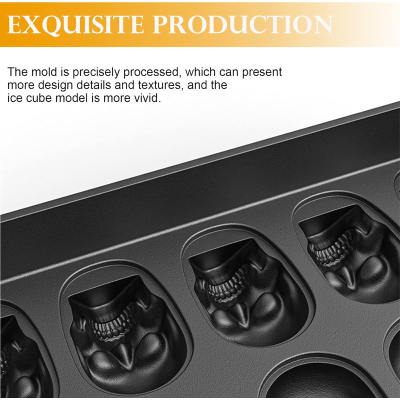 Ice Cube Trays,Silicone Ice Cube Mould Maker With Lid,Skull Head Style Mould,For Chilling Whiskey, Cocktail, Beverages,Pudding Chocolate