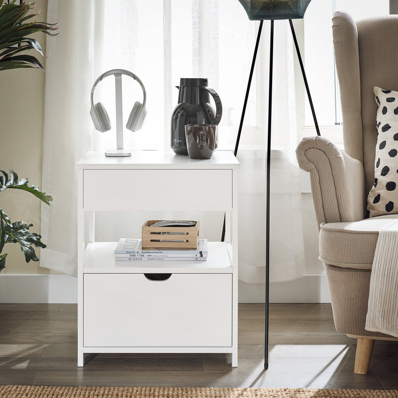 45cm W Manufactured Wood Bedside Table, White