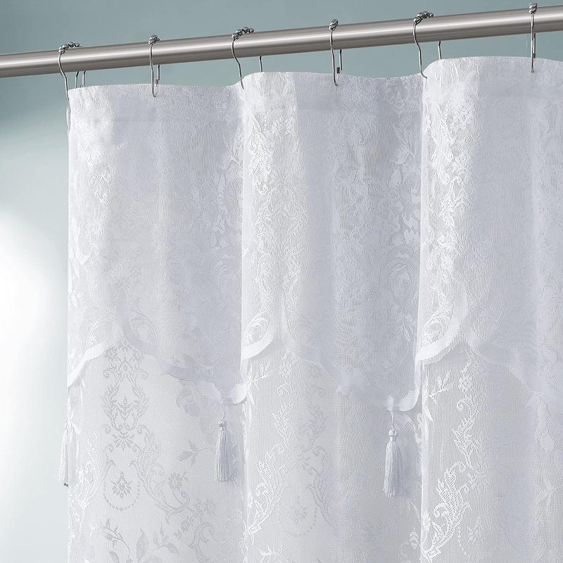 Rideau de douche en dentelle blanche Cherrilyn, Blanc, H 96 po x l 72 po