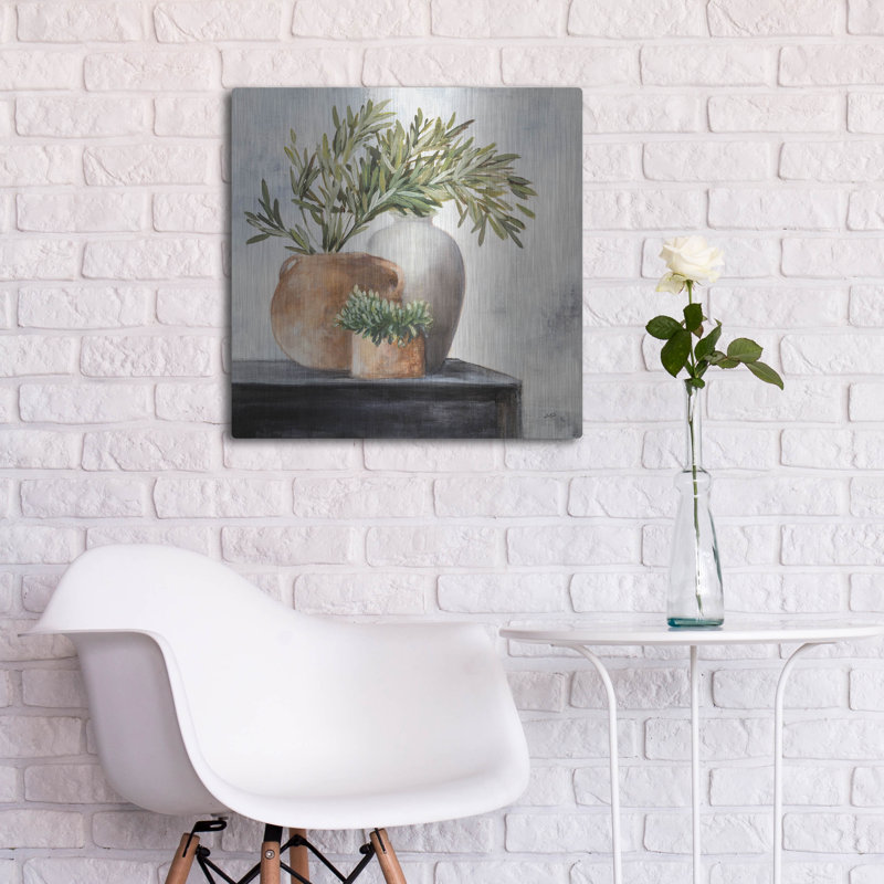 «Calm Still Life Dark 1» par Julia Purinton, art mural en métal, H 24 po x l 24 po
