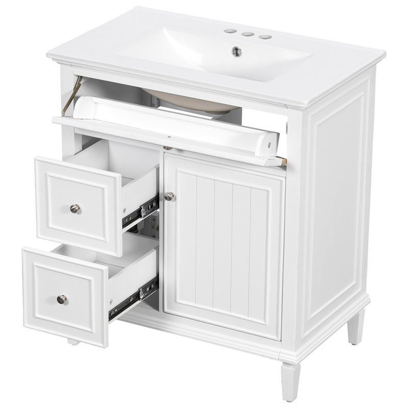 Meuble-lavabo 30 po avec lavabo, 30", Noir, Blanc