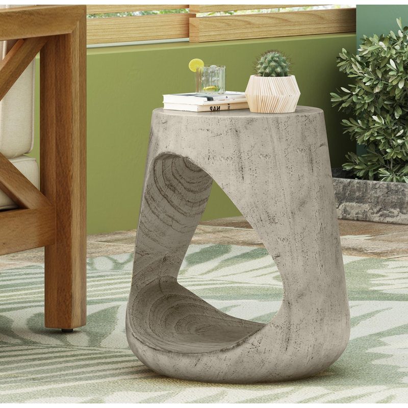 Table d'appoint MGO Hollow, texture semblable au bois, Gris