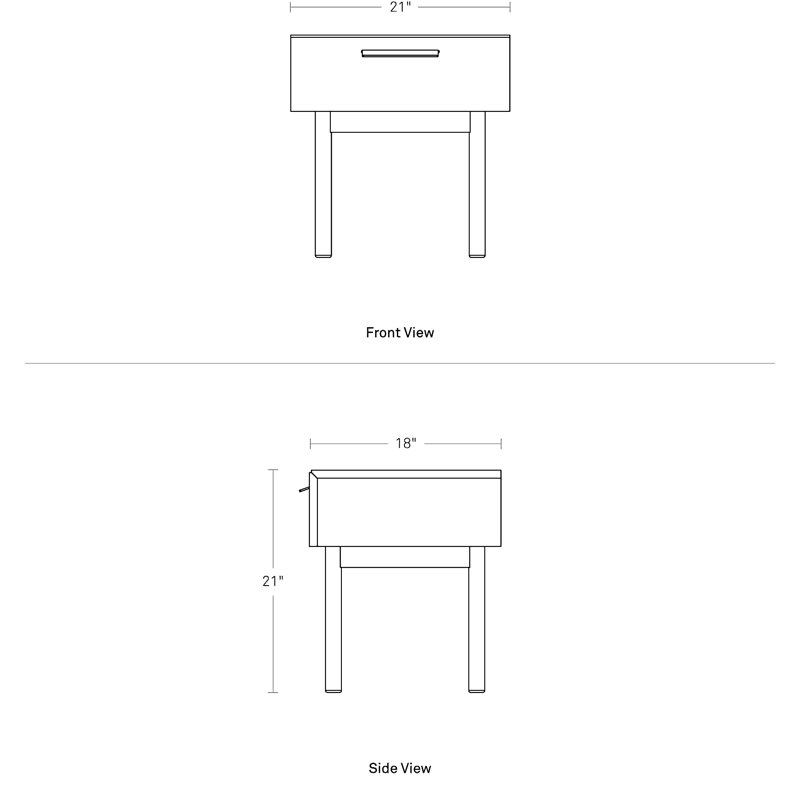 Shale 21'' W Solid Wood Nightstand, Walnut