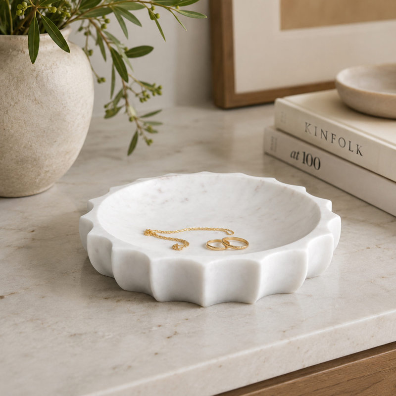 Aphrodite's Crown - Bol décoratif en marbre blanc | Pièce maîtresse