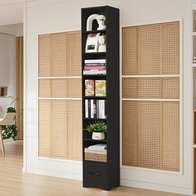 Taegan 180cm H x 23.5cm W Bookcase, Black