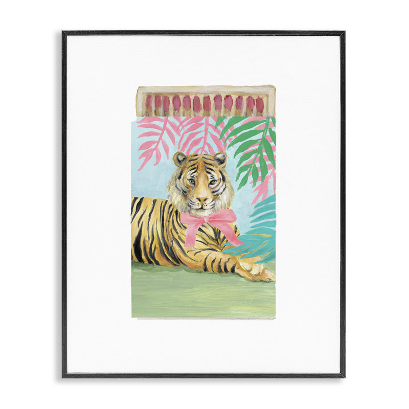 «Tropical Tiger Matchbook», estampe numérique, design par Lanie Loreth, H 14 po x l 11 po, Giclée encadrée noir minuit