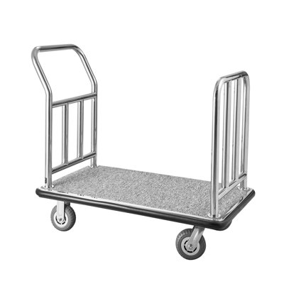 750 LBS Heavy-Duty Stainless Steel Hotel Bellman Cart with Removable Front Frame & Non-Slip Platform