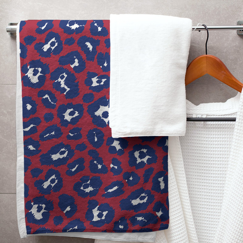 Lucida Bath Towel, Microfiber, Red/White/Dark Blue