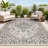 Nate Boho Medallion Textured Weave Gray/Black Indoor/Outdoor Rug-1970437776