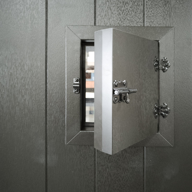 Dalle de porte extérieure réversible en verre transparent Speakeasy, Noir