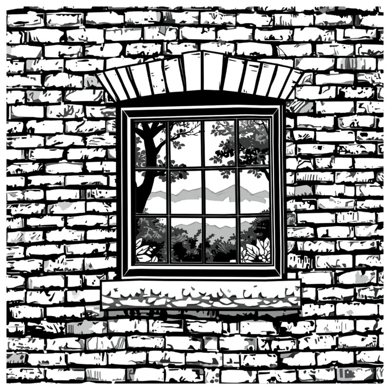 Brick Wall With Window Bath Mat, 34in W x 21in L
