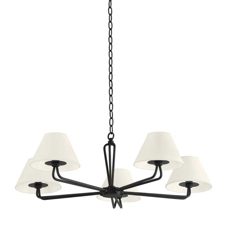 Ozias 5 Light Chandelier, Black Iron