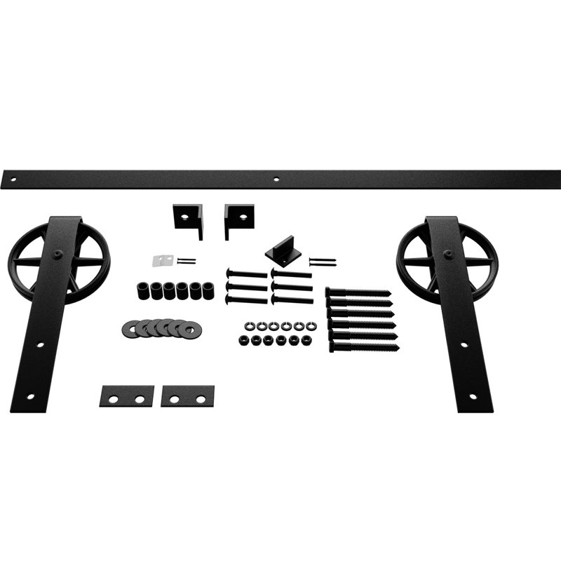 Ensemble de quincaillerie pour porte de grange standard Premium, Noir mat, 72 po