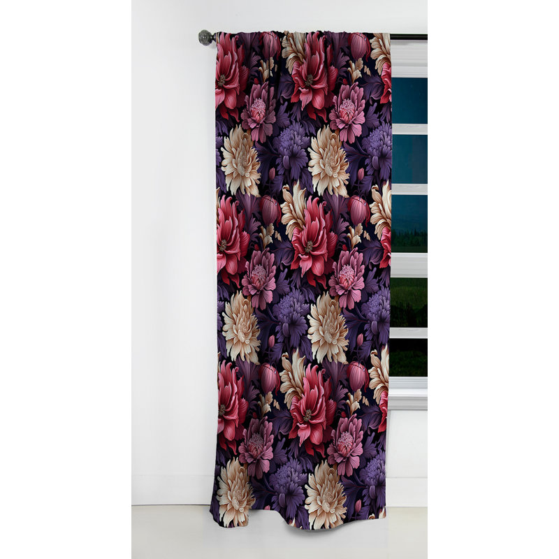 Harmonie damassée rose et mauve bohémienne - Rideau damassé - Rideau occultant en velours - 1 panneaux, L 52 po x L 108 po