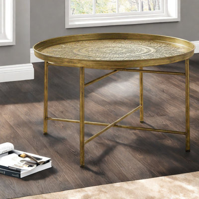 Gold Metal Coffee & Cocktail Tables, 24 Inch Modern Living Room Table