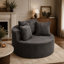 Oversized Round Swivel Accent Chair with Plush Upholstery and Throw Pillows-266781826