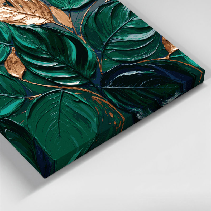 «Botanical Abstract Leaf Textures», art mural sur toile bleue, H 11 po x l 14 po