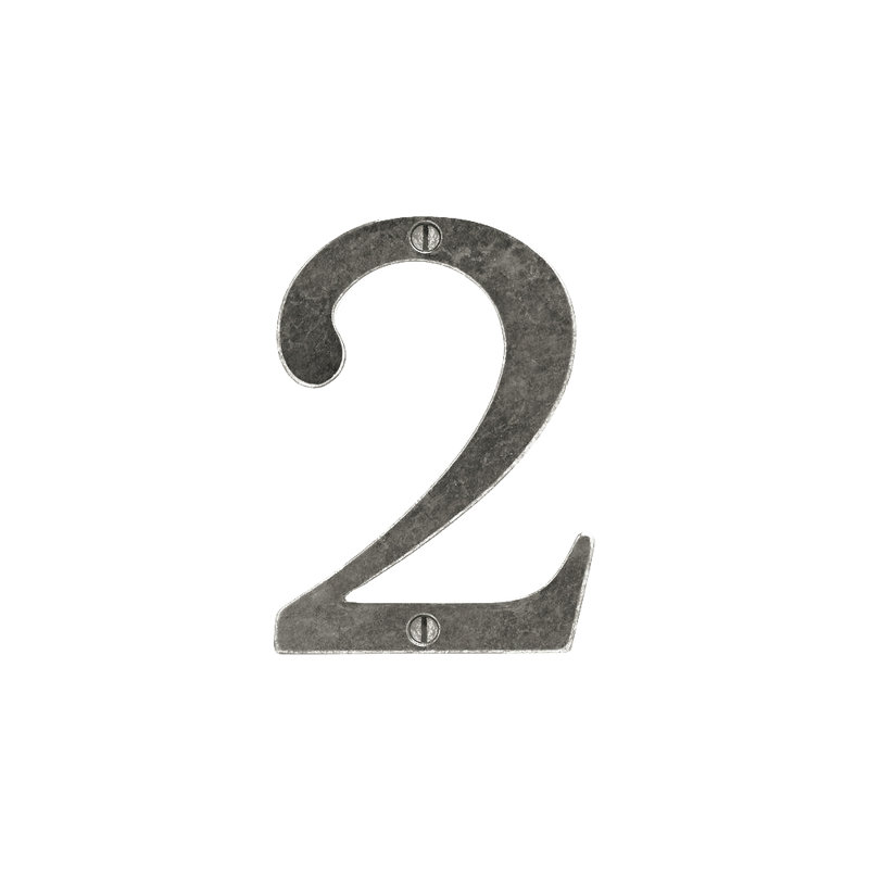 4" H Metal Surface Mount House Number, 2, White Bronze Medium