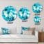 Liquide bleu univers - art mural moderne cercle métallique-68850020